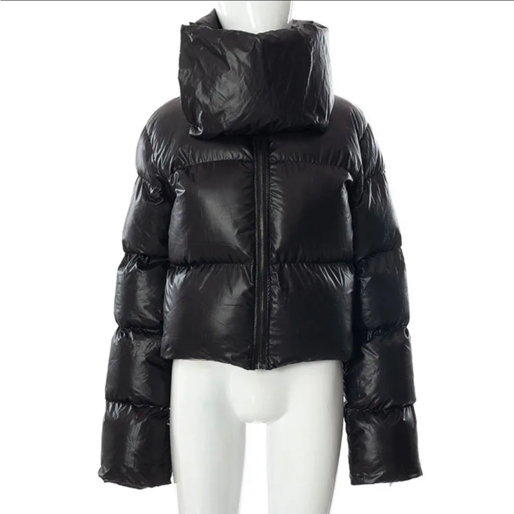 Black bomber bubble coat jacket New